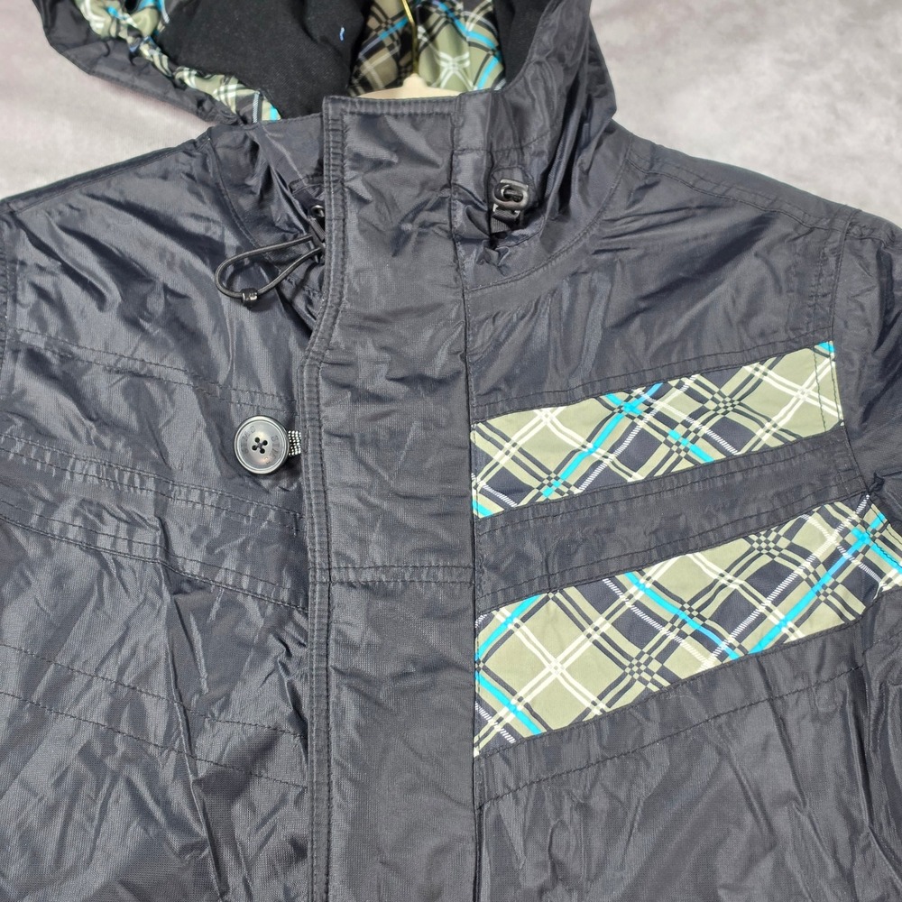 Sims Snowboard Jacket Women Small Black Good Plaid Insulated Hooded Pockets